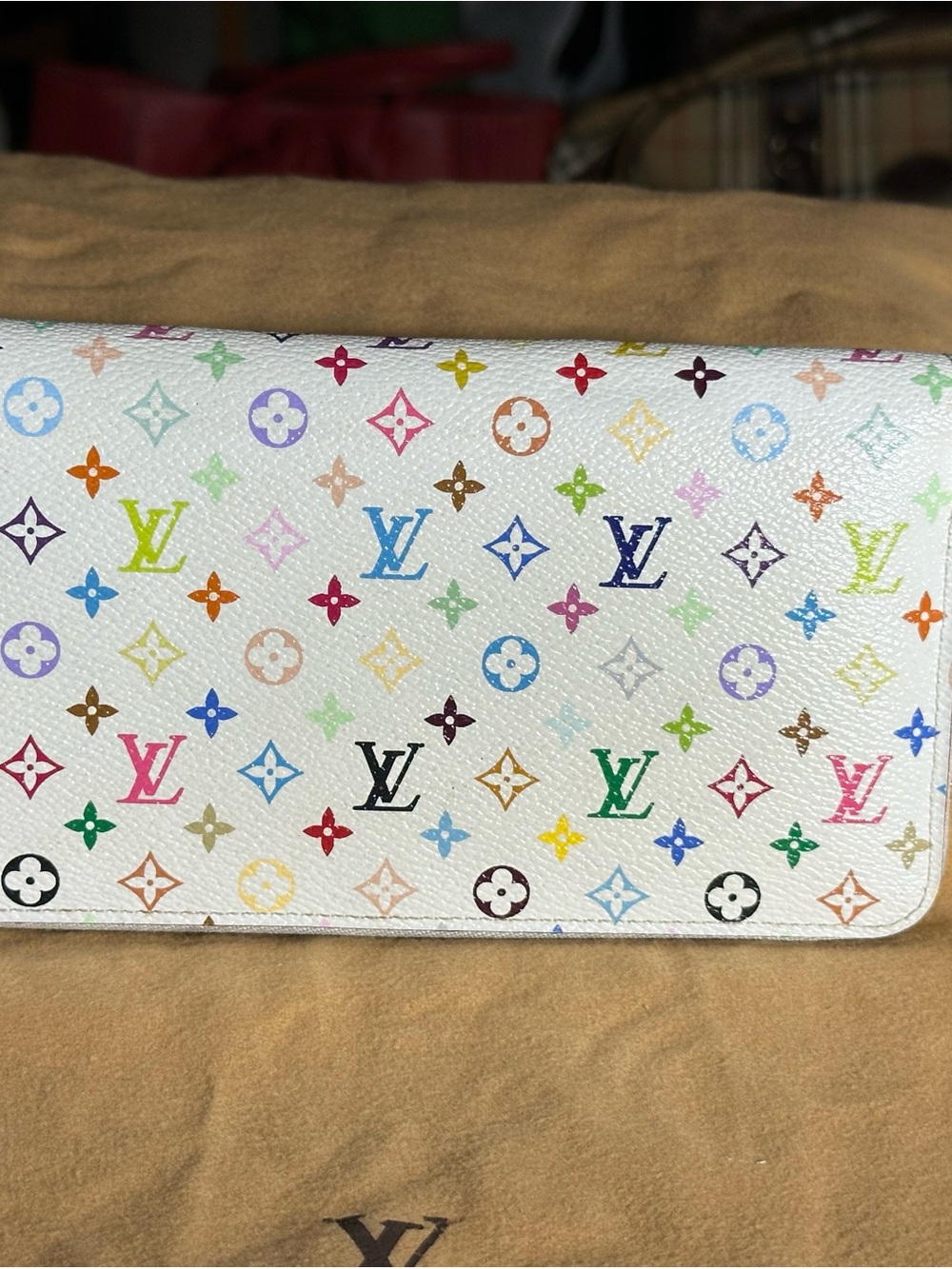 Louis Vuitton White Multicolor Monogram Canvas Zip Wallet